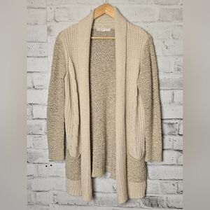 CLEO Cream & Tan Cable Knit Cardigan